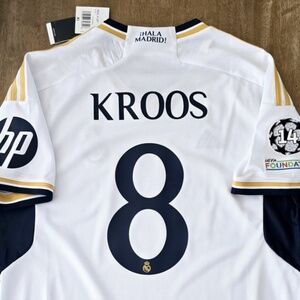 2023/24 Adidas Real Madrid #8 KROOS Champions League Winner Home Soccer Jersey